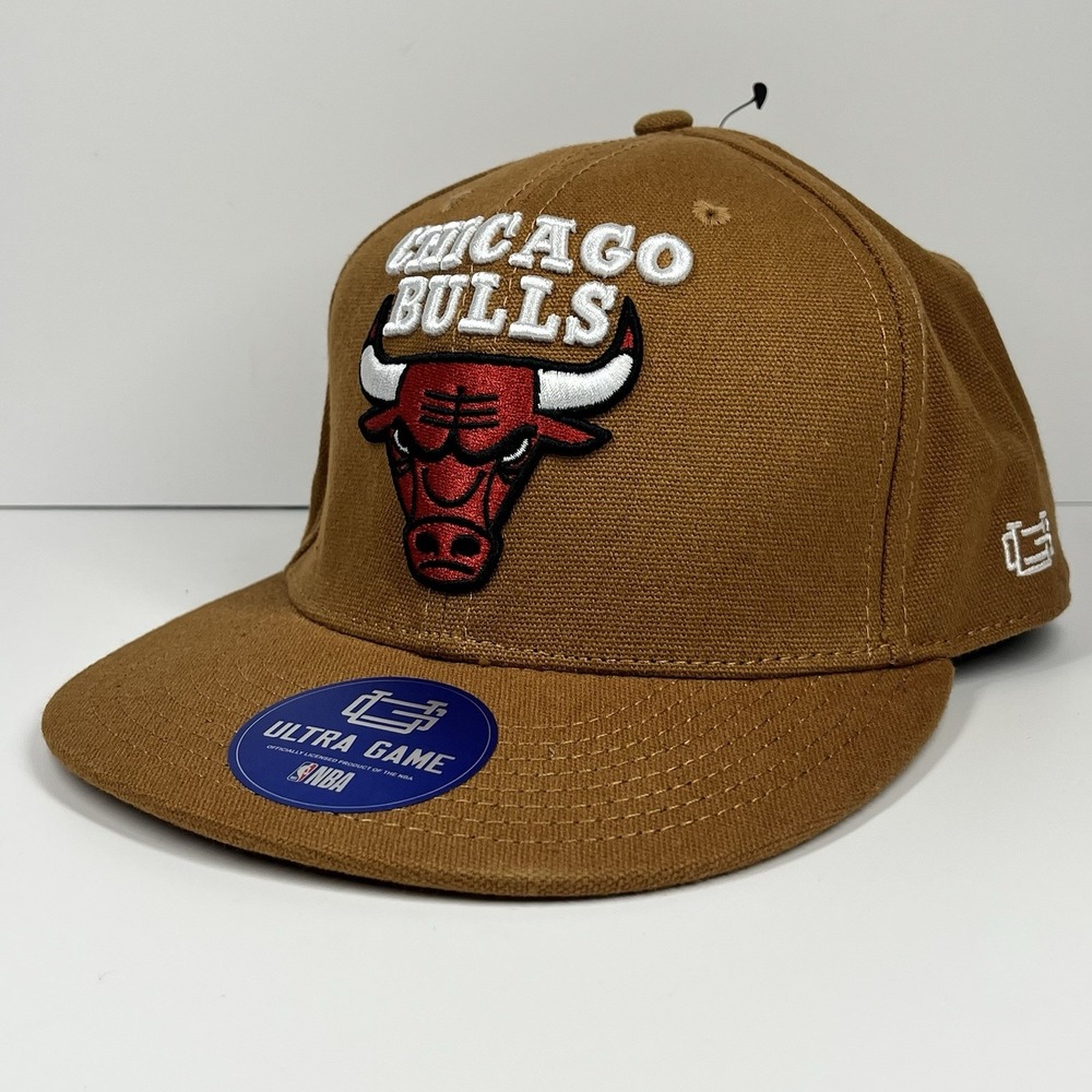 Chicago Bulls Canvas Flat‎ Brim Hat Ultra Game Snapback Brown OSFM NBA